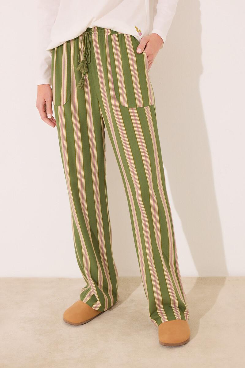 women'secret Pantalón largo lounge viscosa rayas Última moda