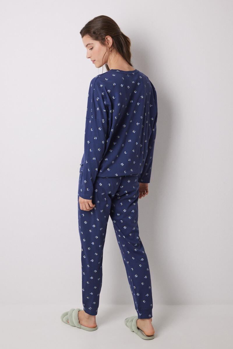 women'secret Pijama largo 100% algodón azul flores Ofertas de temporada