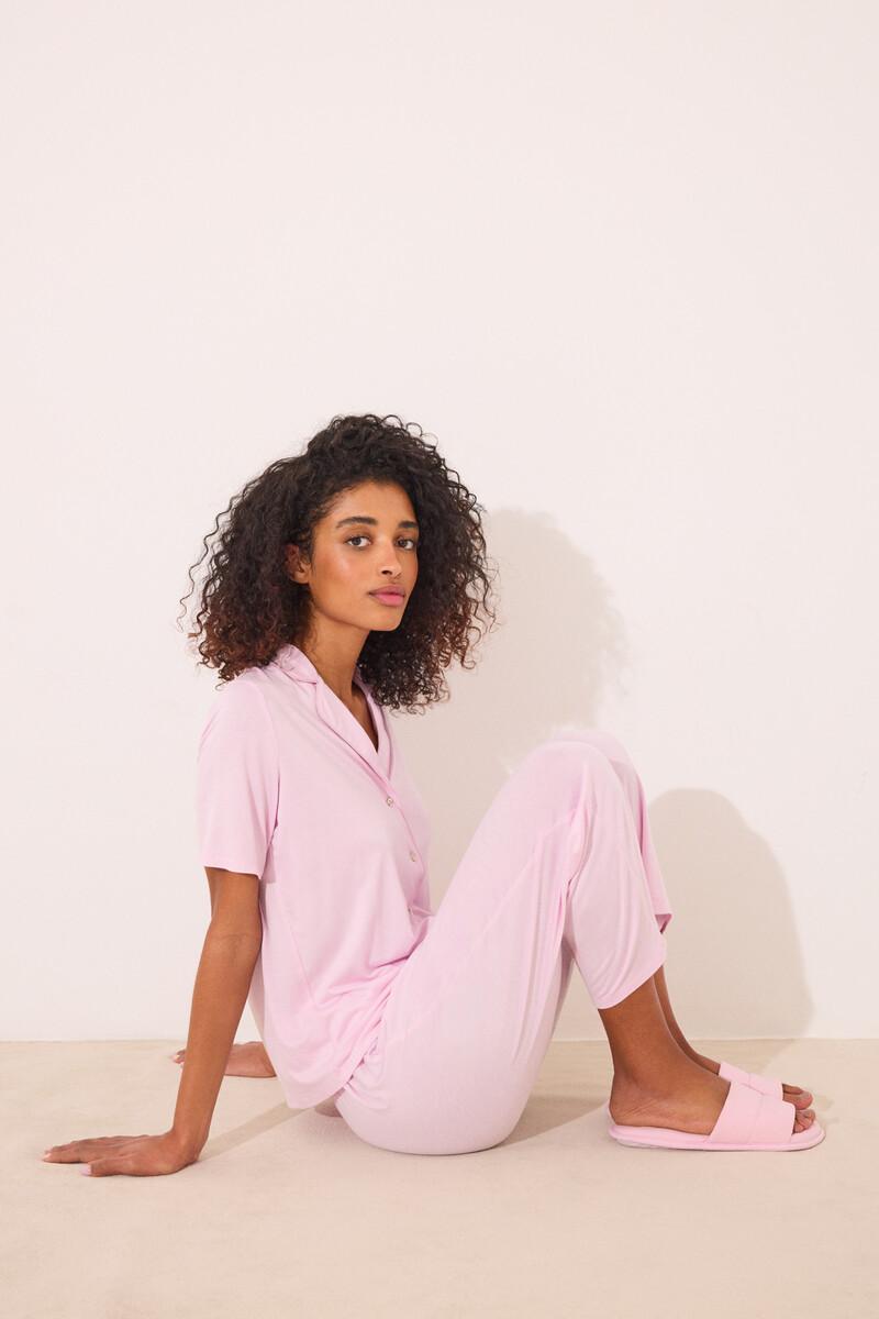 women'secret Pijama camisero Capri viscosa rosa