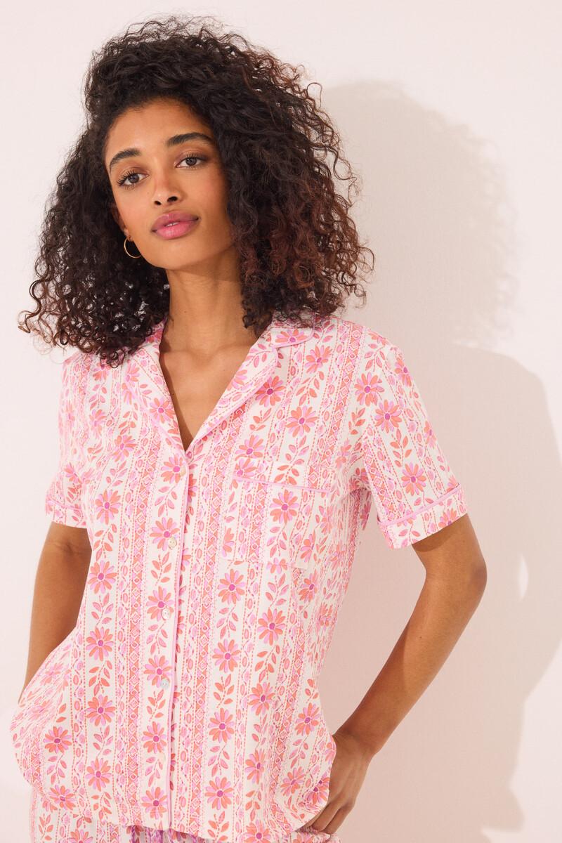 women'secret Pijama camisero Capri 100% algodón flores Outlet online