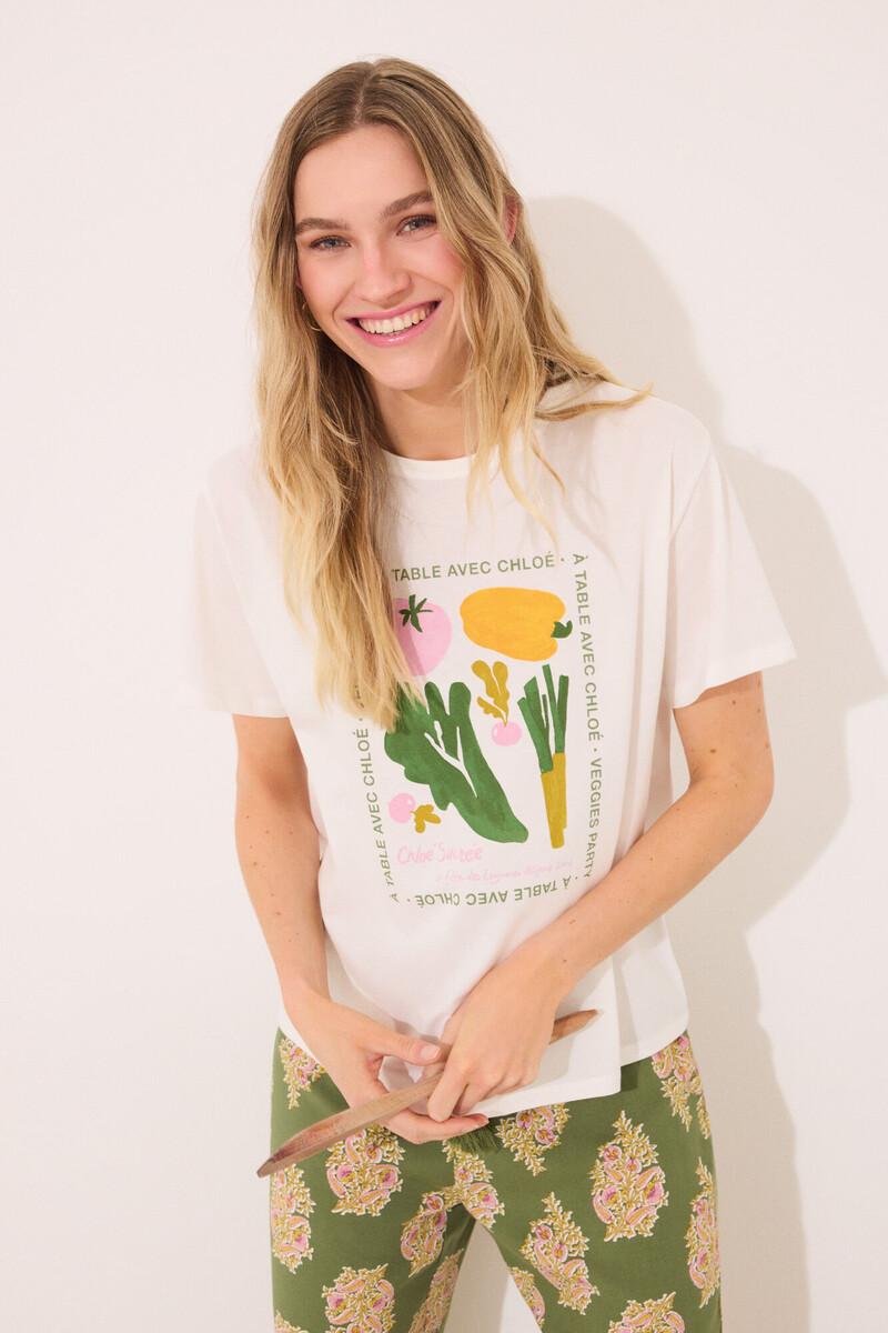 women'secret Camiseta manga corta 100% algodón "verduras"