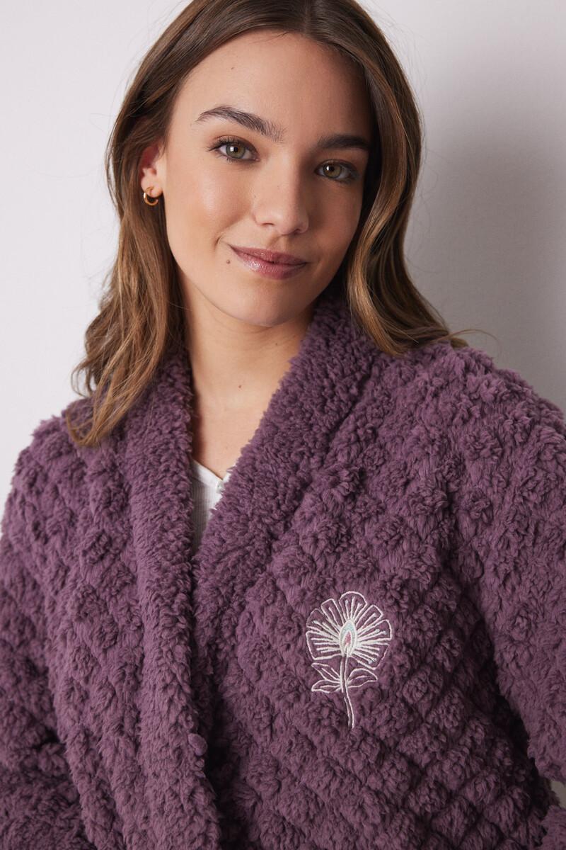 women'secret Bata corta borreguito acolchado morado Ofertas