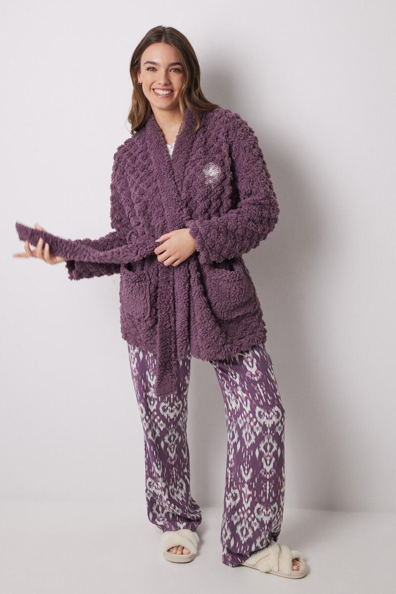 women'secret Bata corta borreguito acolchado morado Ofertas