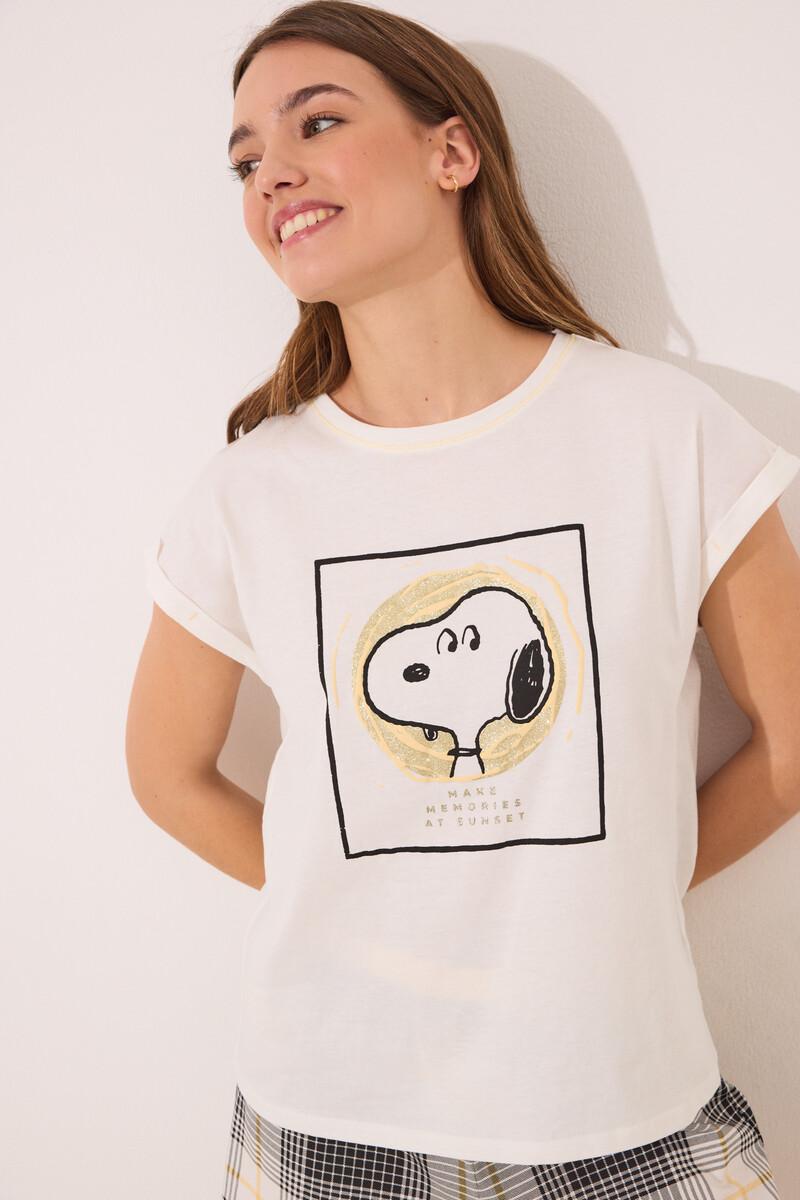 women'secret Pijama corto algodón Snoopy cuadros Gran oferta