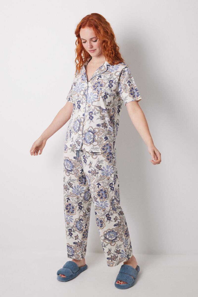 women'secret Pijama camisero Capri 100% algodón flores Descuento