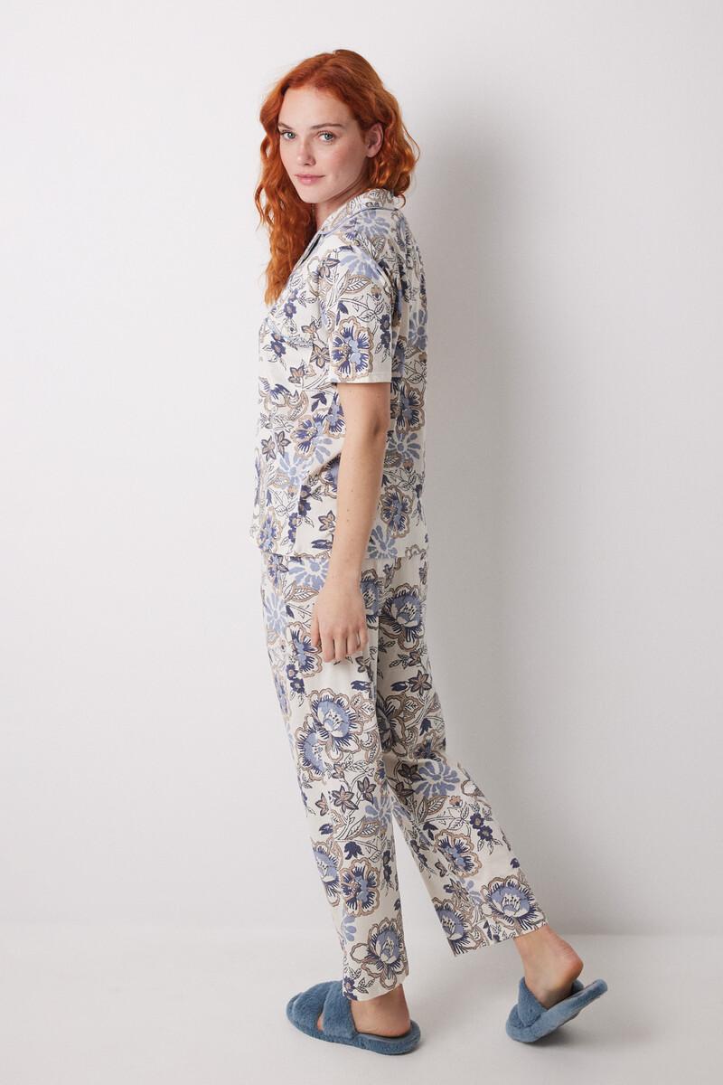 women'secret Pijama camisero Capri 100% algodón flores Descuento
