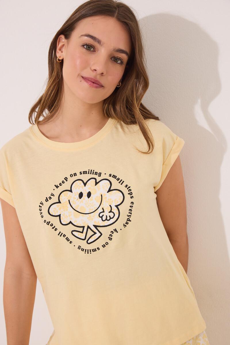women'secret Pijama corto algodón Smiley amarillo Mejor oferta