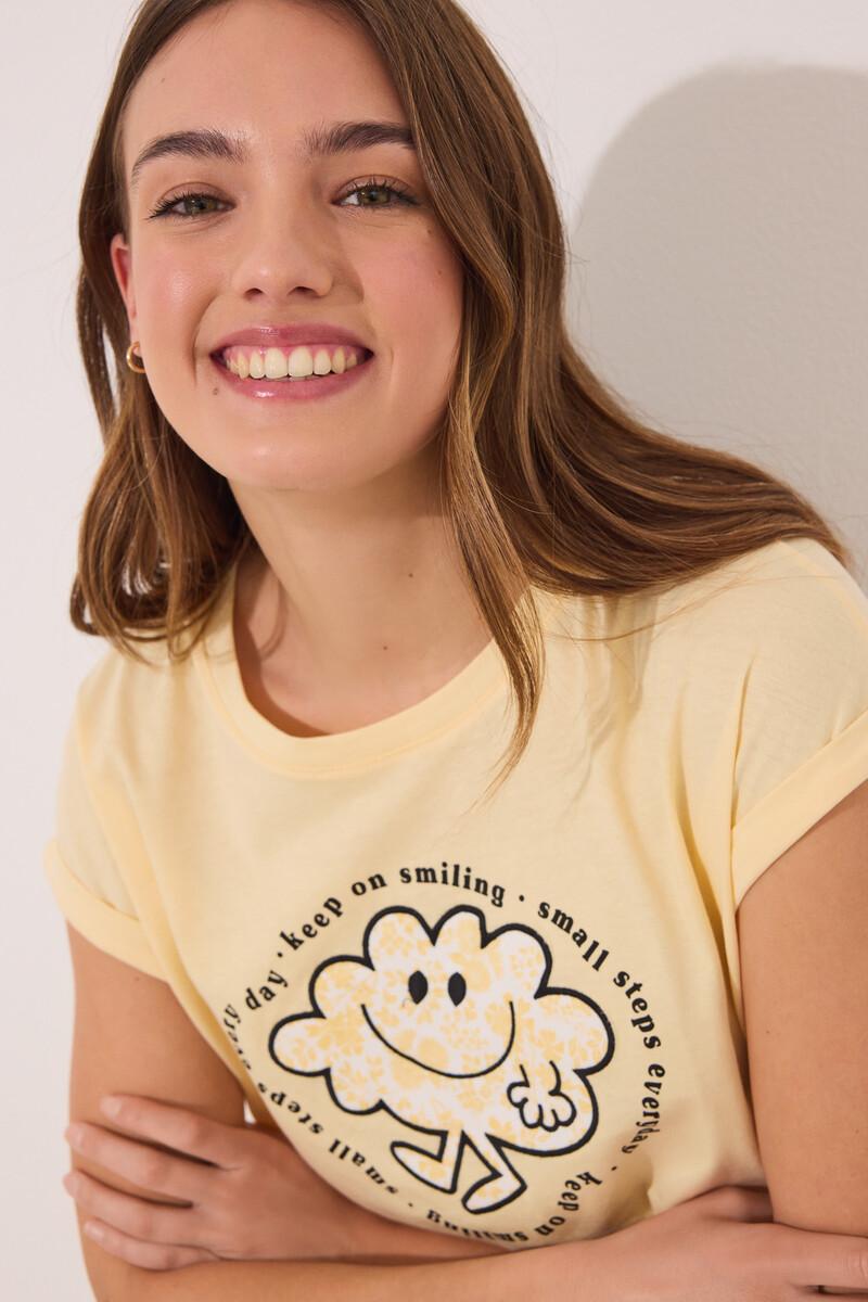 women'secret Pijama corto algodón Smiley amarillo Mejor oferta