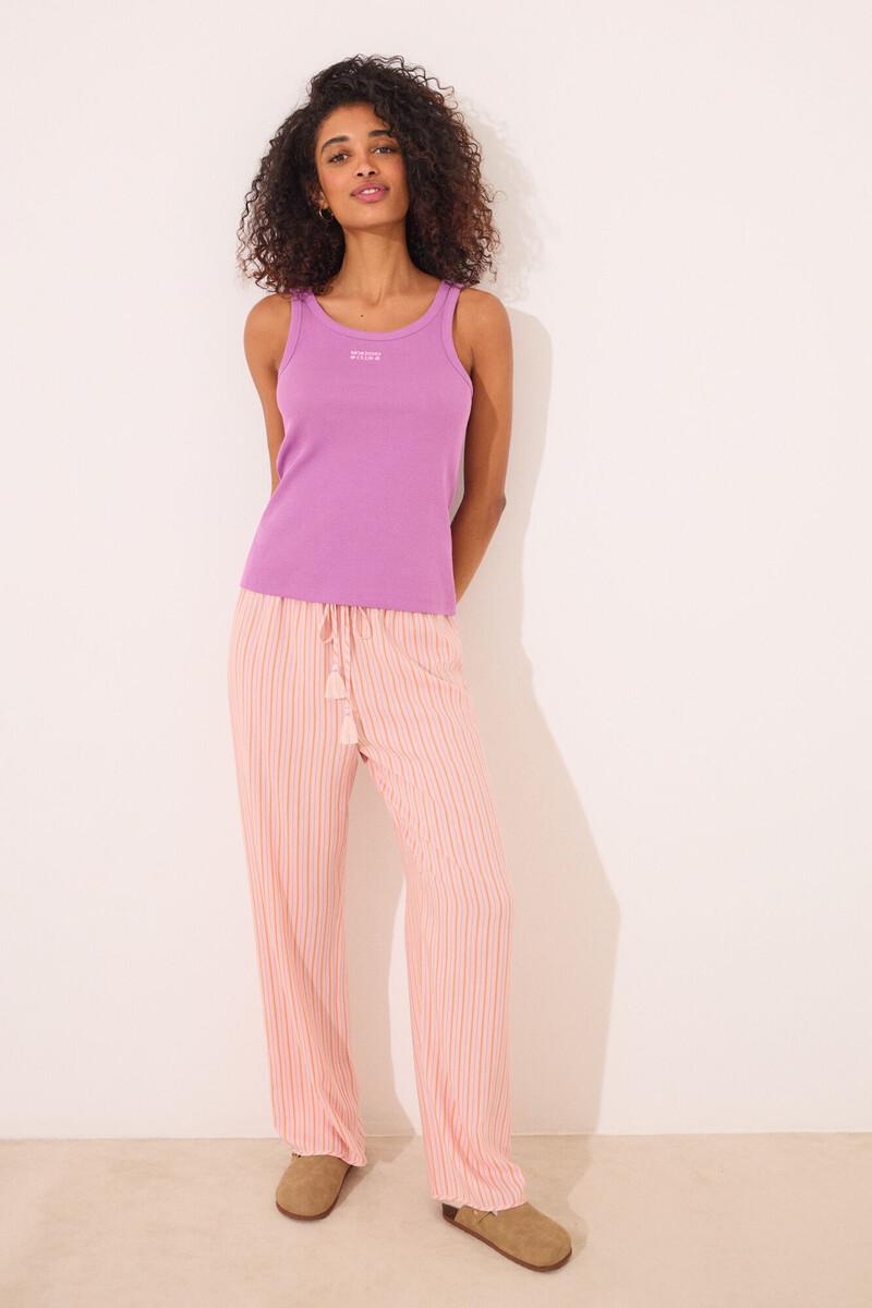 women'secret Camiseta tirantes canalé morado Oferta especial