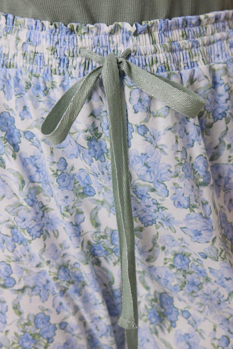 women'secret Pijama 100% algodón canalé verde flores ÚLTIMAS EDICIONES