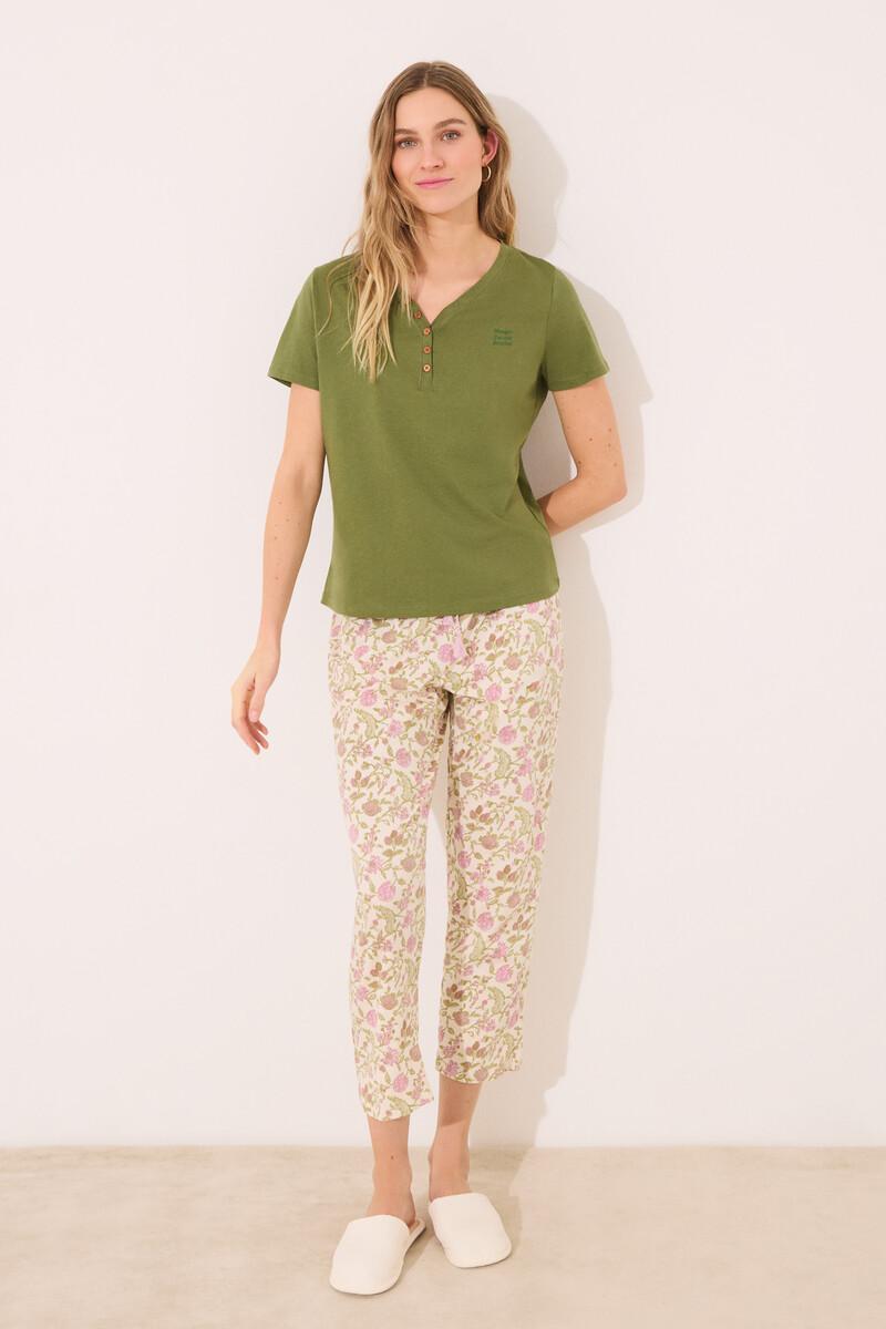 women'secret Pantalón largo carrot 100% algodón flores Promoción por tiempo limitado