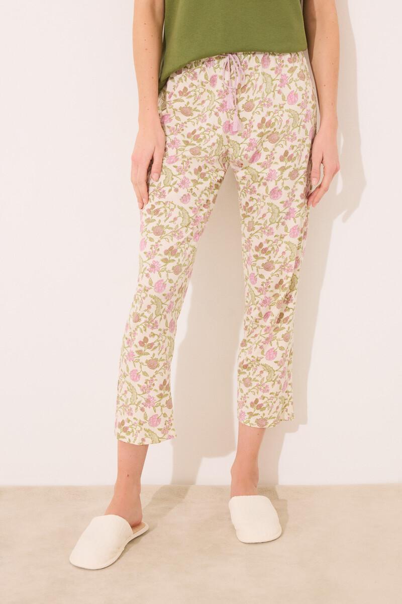 women'secret Pantalón largo carrot 100% algodón flores Promoción por tiempo limitado