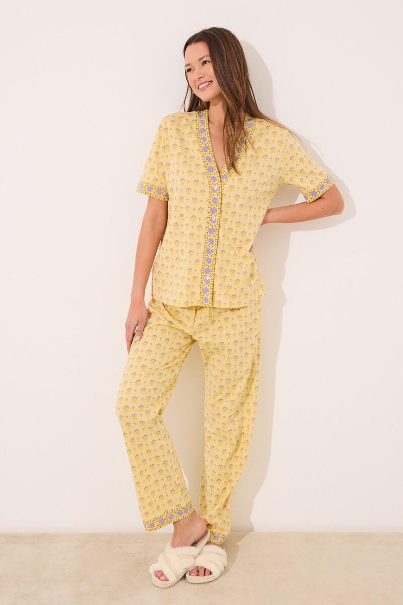 women'secret Pijama 100% algodón amarillo print flores Promoción trimestral