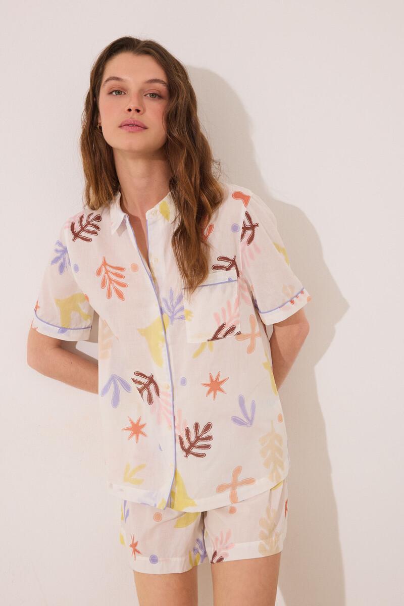 women'secret Pijama camisero corto viscosa allover hojas Solo queda un día