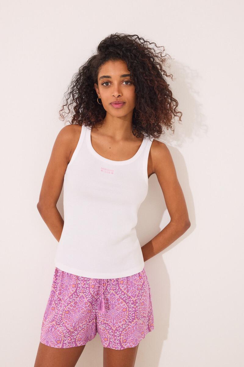 women'secret Camiseta tirantes canalé blanco Superdescuento