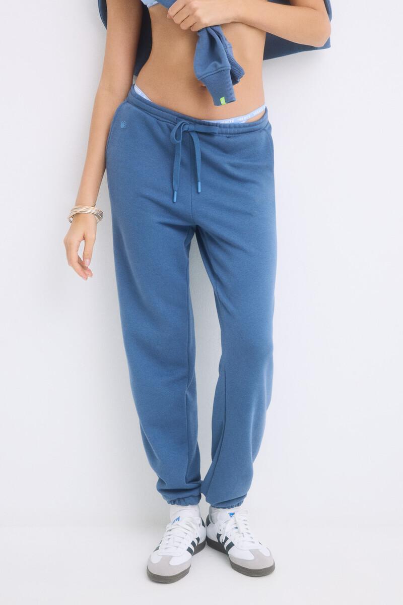 women'secret Pantalón largo jogger felpa azul Grandes descuentos
