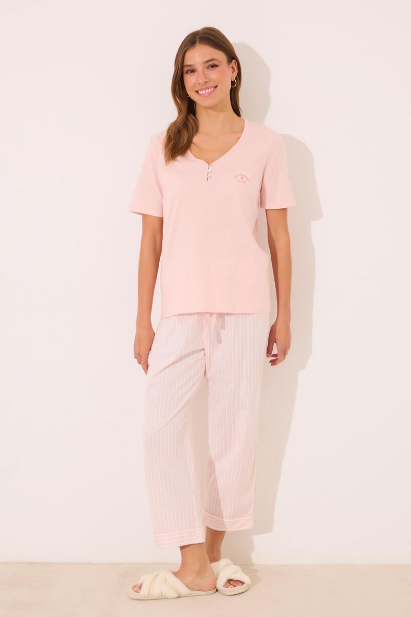 women'secret Pijama Capri 100% algodón naranja rayas Limitado a 3 días
