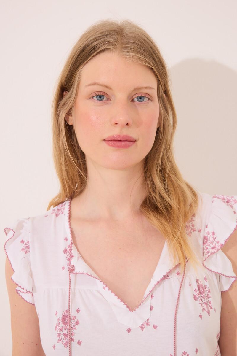women'secret Camisón corto "maternity" blanco estampado floral Ahorra y exporta