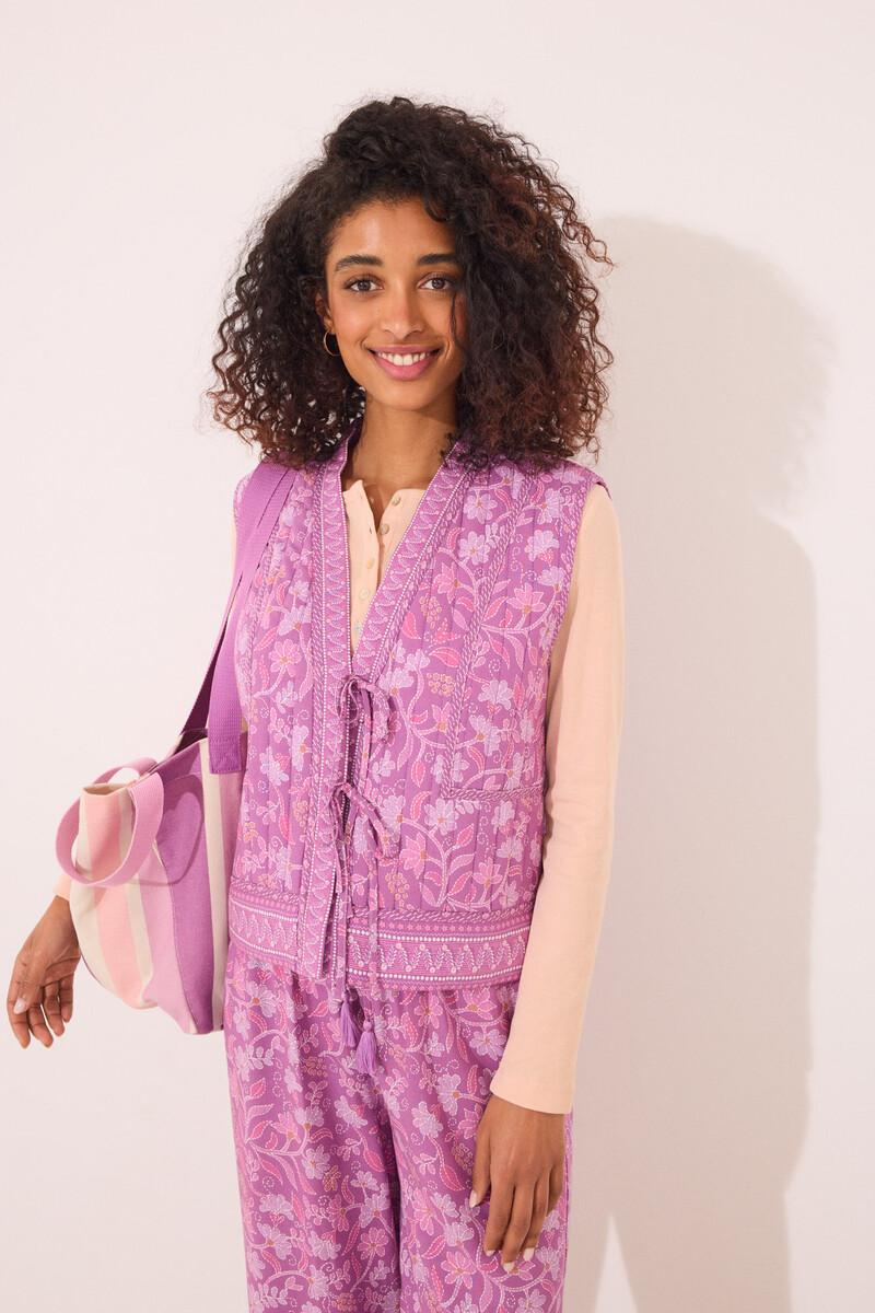 women'secret Chaleco acolchado morado print floral Precios de Black Friday