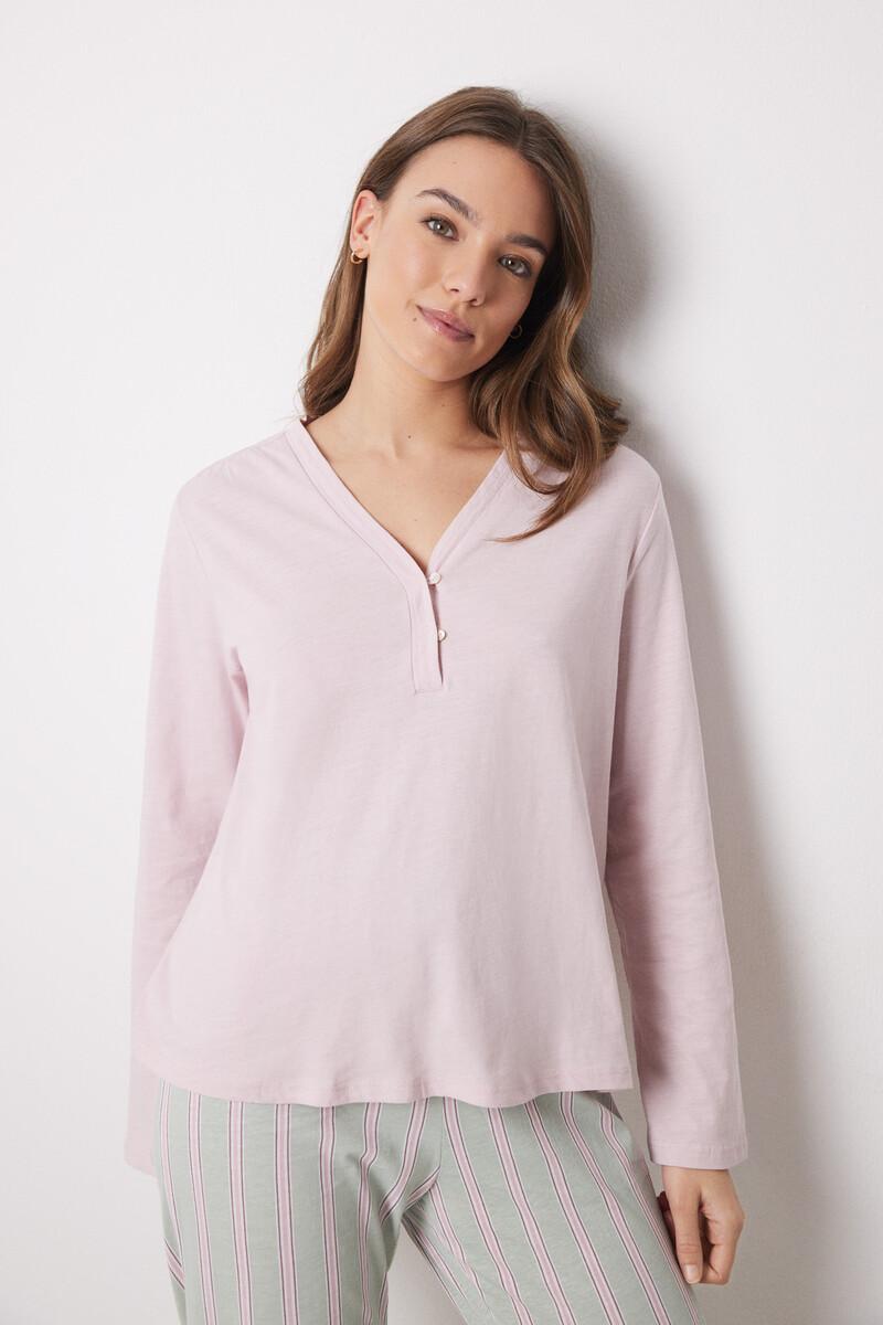 women'secret Camiseta manga larga 100% algodón rosa