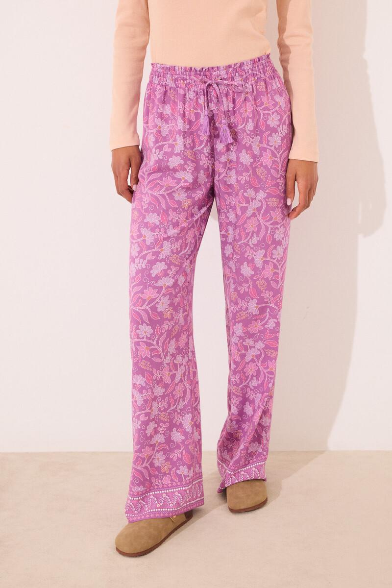 women'secret Pantalón largo viscosa estampado boho floral Oferta exclusiva