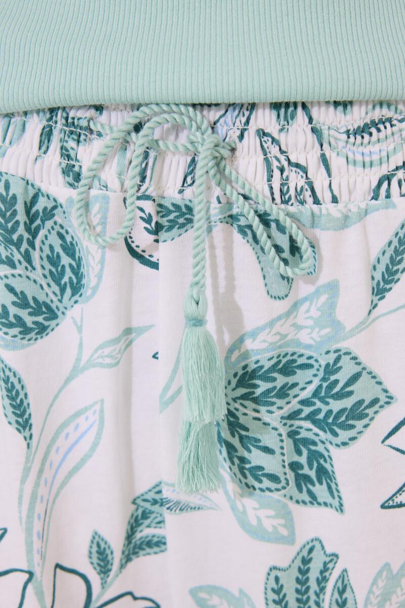 women'secret Pijama largo verde turquesa flores Ofertas de temporada