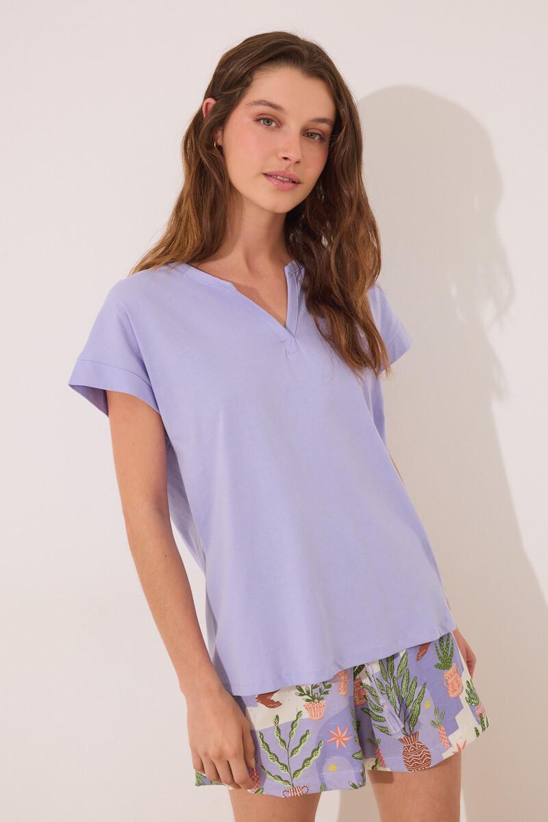 women'secret Pijama corto 100% algodón lila macetas Devoluciones gratuitas