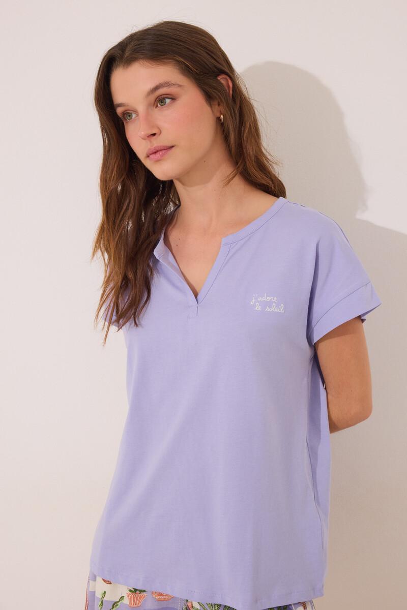 women'secret Pijama corto 100% algodón lila macetas Devoluciones gratuitas