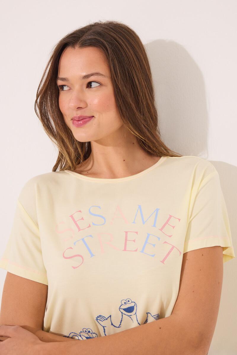 women'secret Pijama viscosa soft touch amarillo "Barrio Sésamo" Rebajas