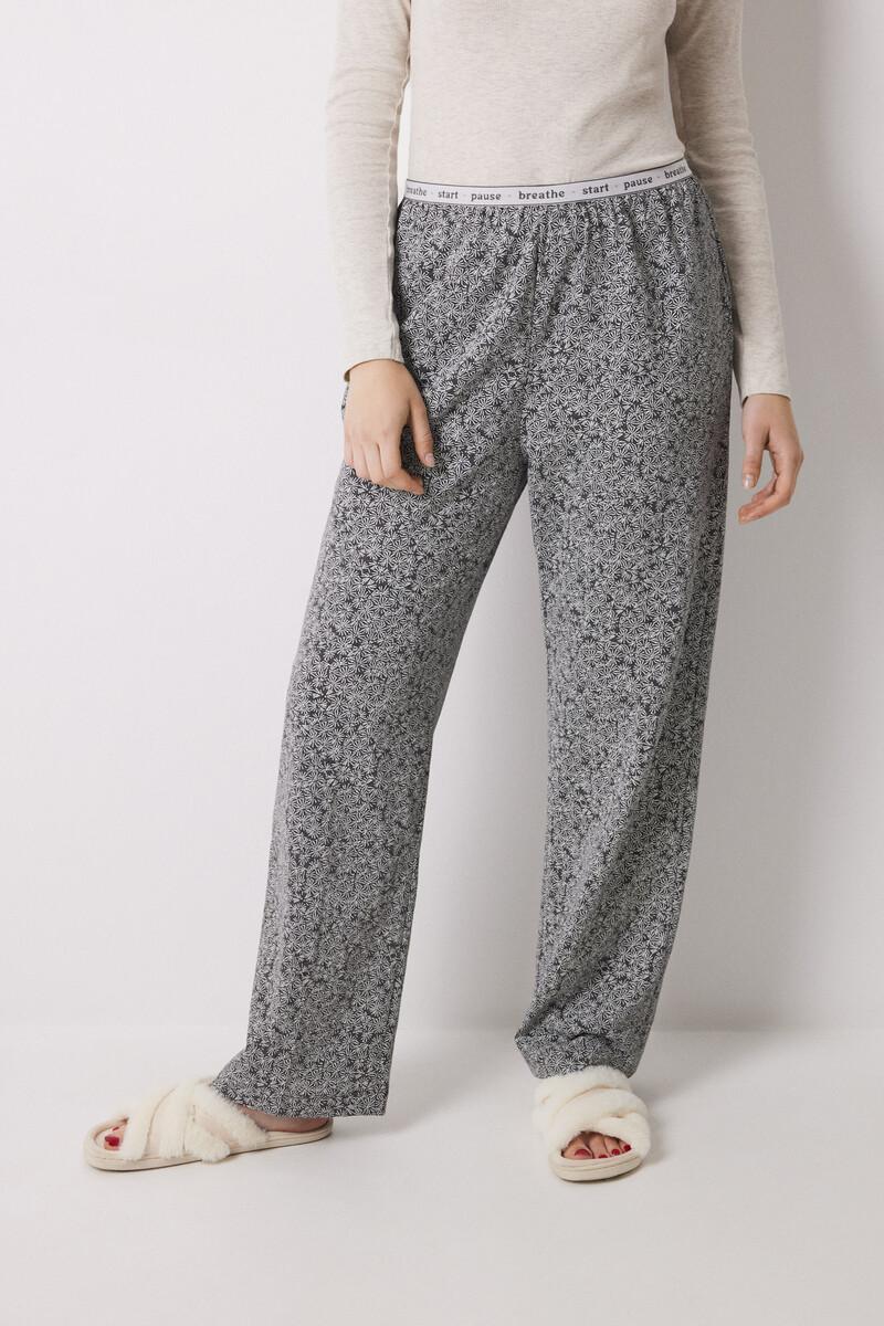 women'secret Pantalón largo estampado flores verdes Los más vendidos