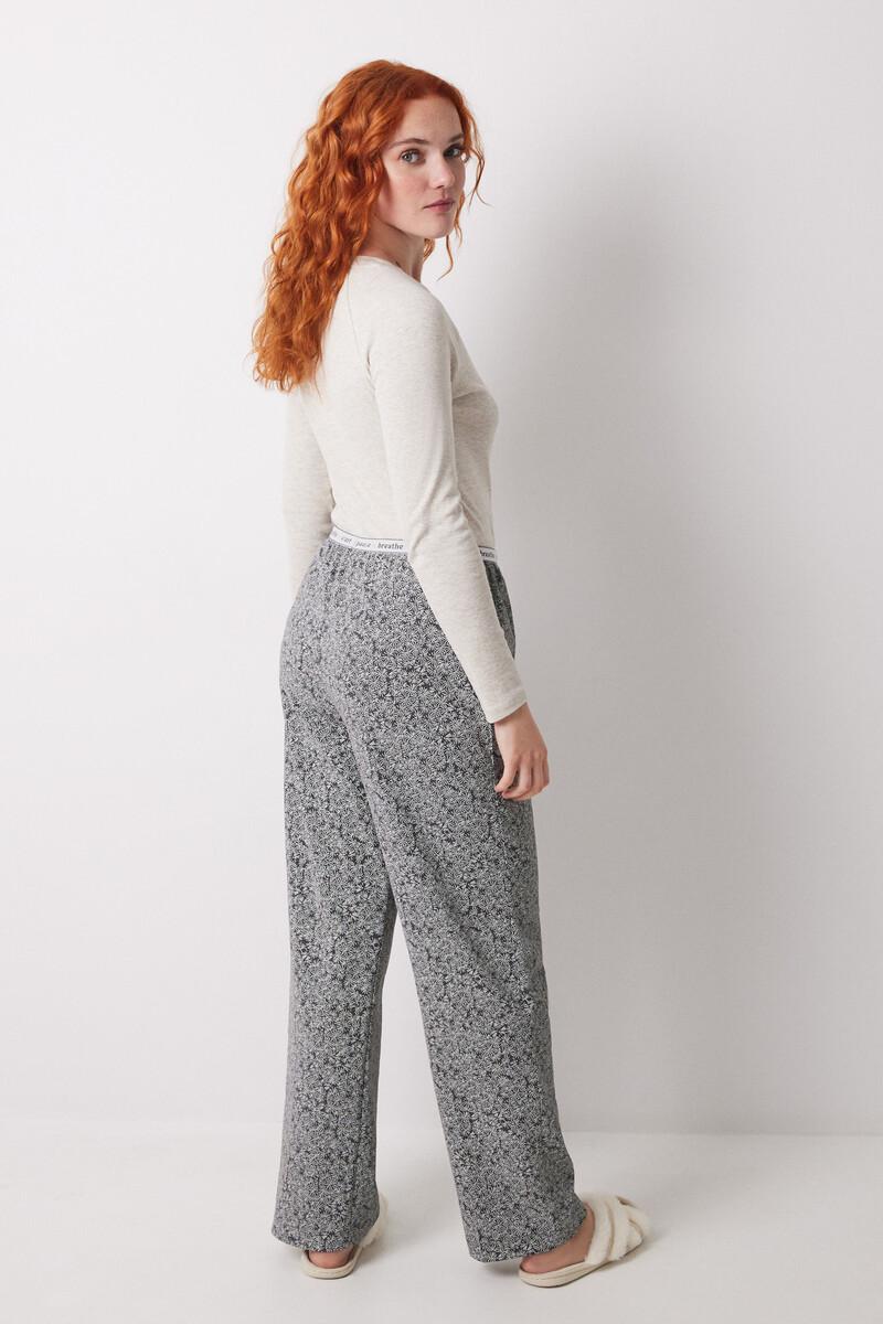 women'secret Pantalón largo estampado flores verdes Los más vendidos