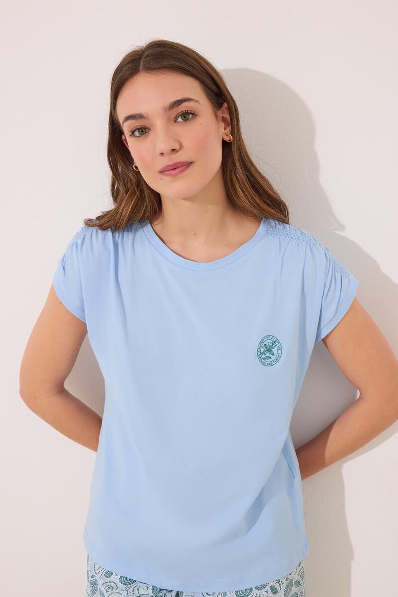 women'secret Pijama corto 100% algodón azul flores Tienda