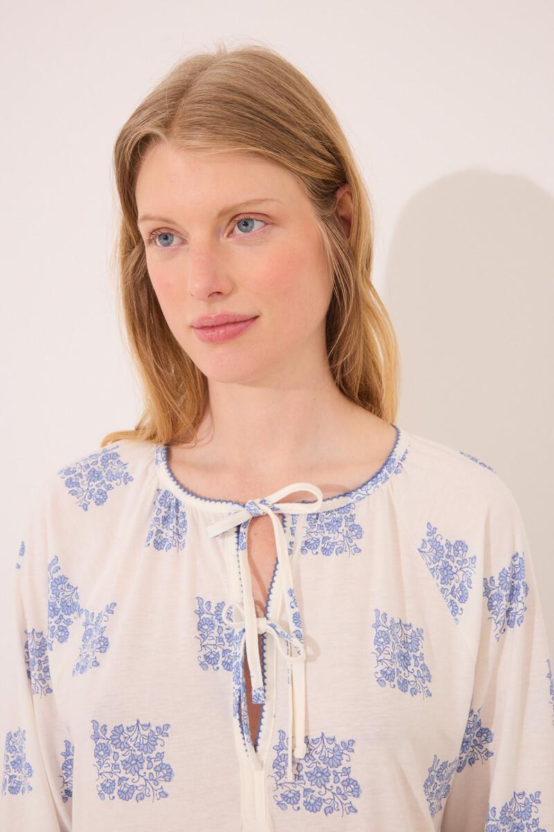 women'secret Camisón corto "maternity" blanco estampado boho Mejor oferta