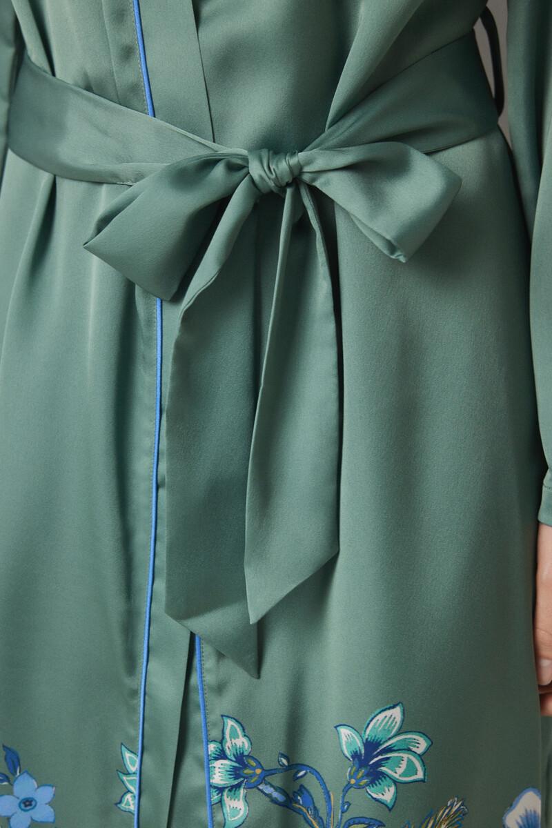 women'secret Bata midi satén verde flores Oferta especial