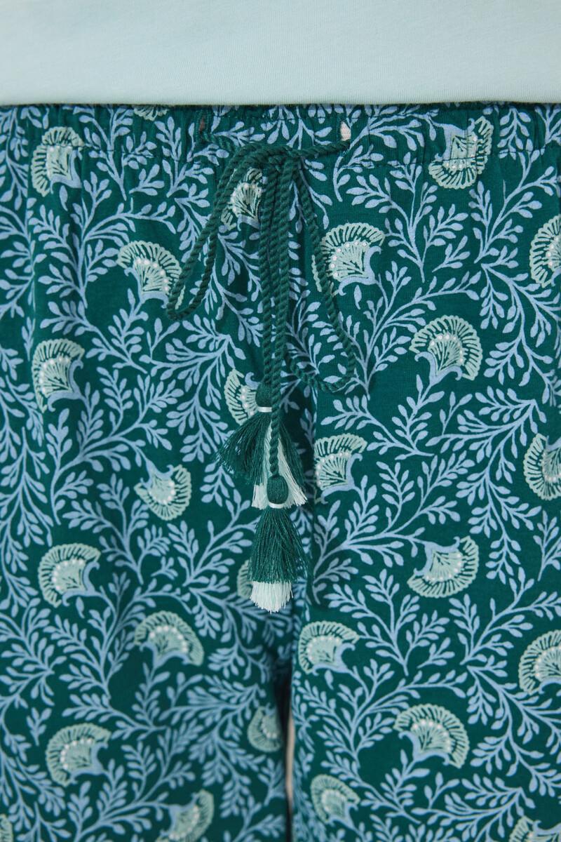 women'secret Pijama 100% algodón verde flores Promoción por tiempo limitado