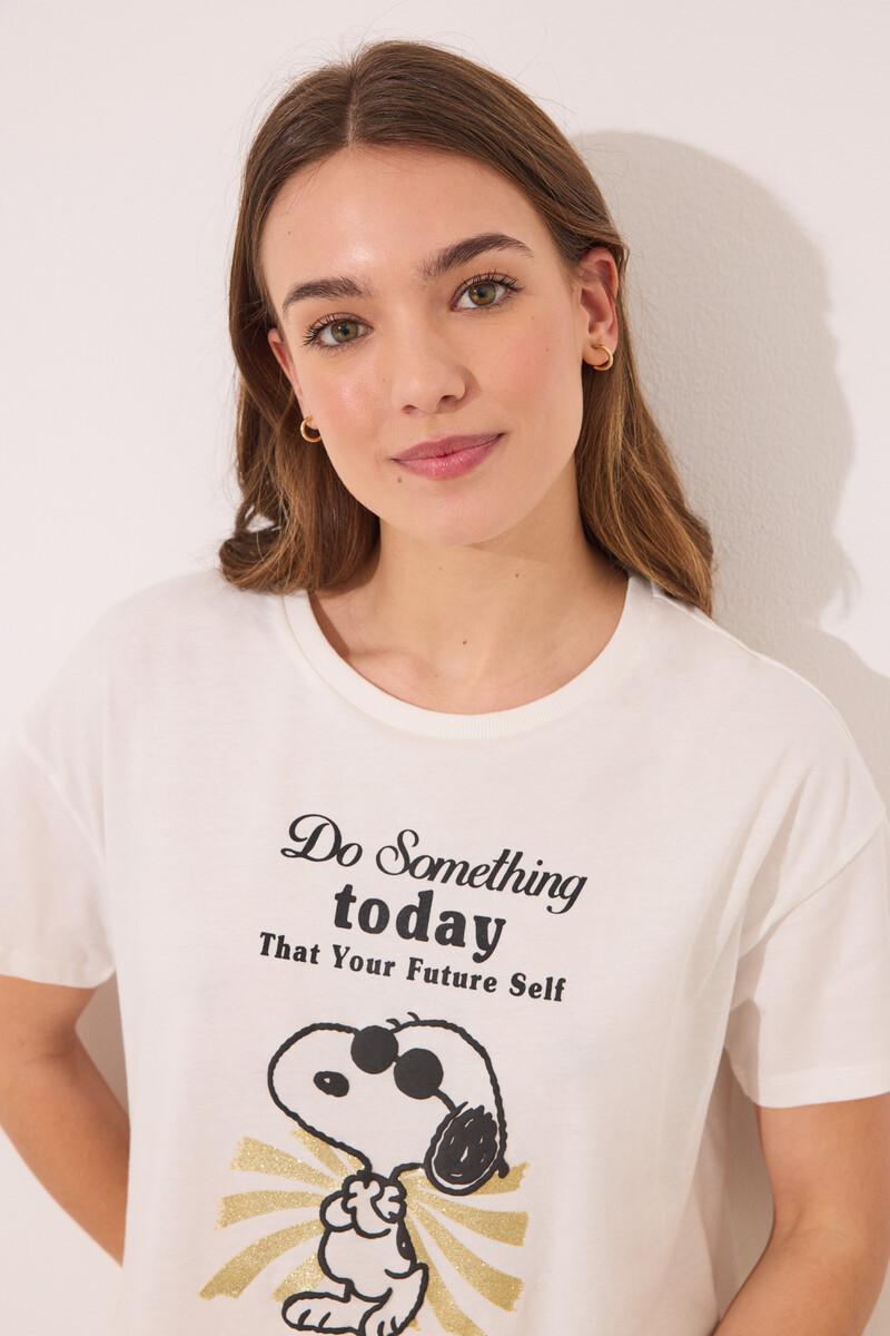 women'secret Pijama largo algodón Snoopy manga corta Solo hoy