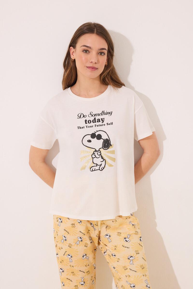 women'secret Pijama largo algodón Snoopy manga corta Solo hoy