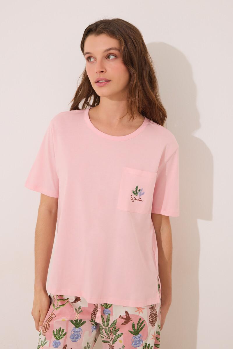 women'secret Pijama Capri 100% algodón rosa macetas Solo queda un día