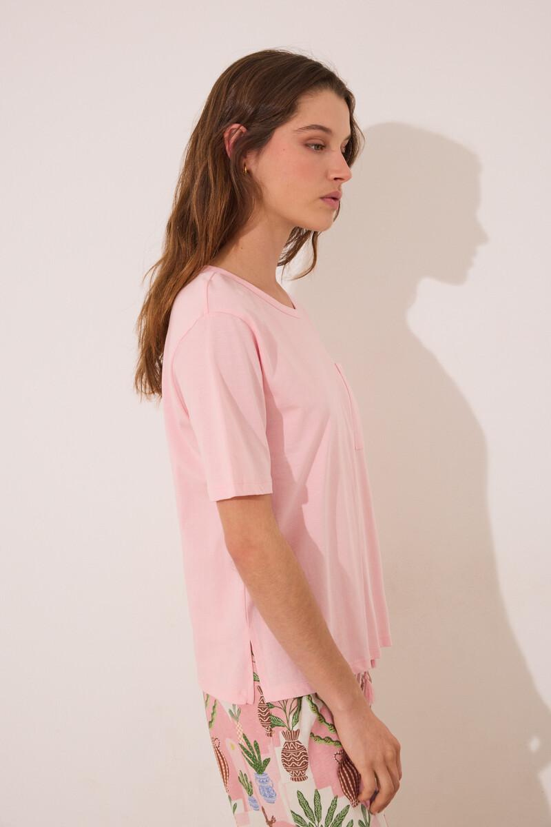 women'secret Pijama Capri 100% algodón rosa macetas Solo queda un día