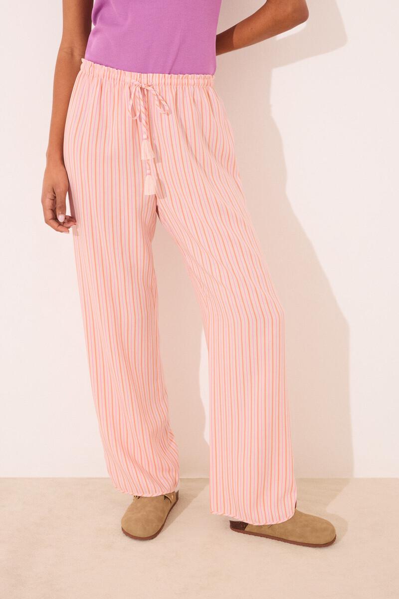 women'secret Pantalón largo viscosa estampado rayas Grandes descuentos