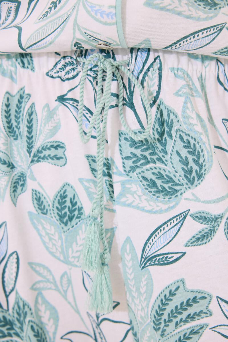 women'secret Pijama camisero 100% algodón flores verdes Ahorra y exporta