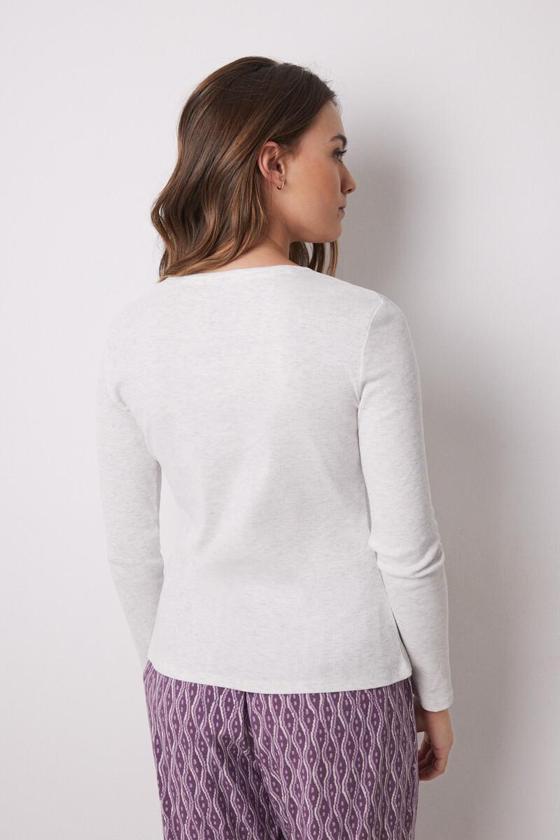 women'secret Camiseta manga larga canalé gris Precios de Black Friday