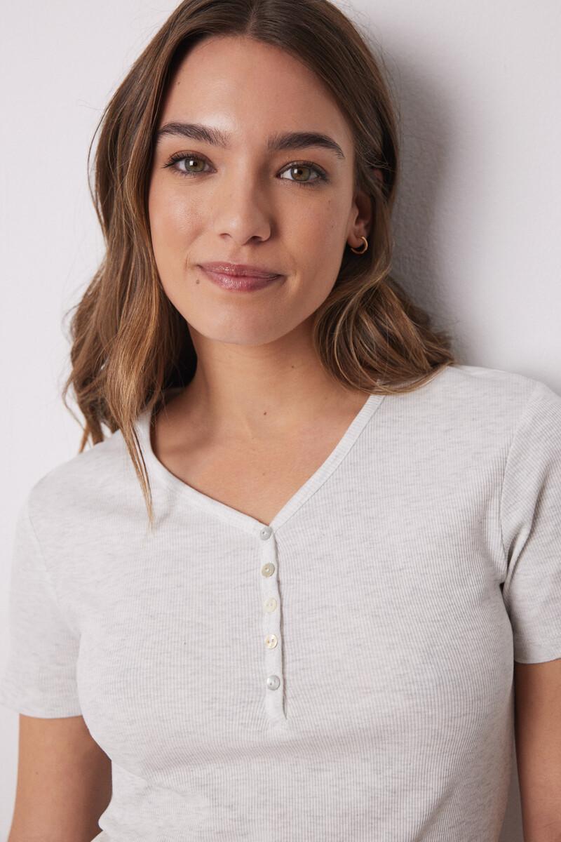 women'secret Camiseta manga corta canalé gris Outlet