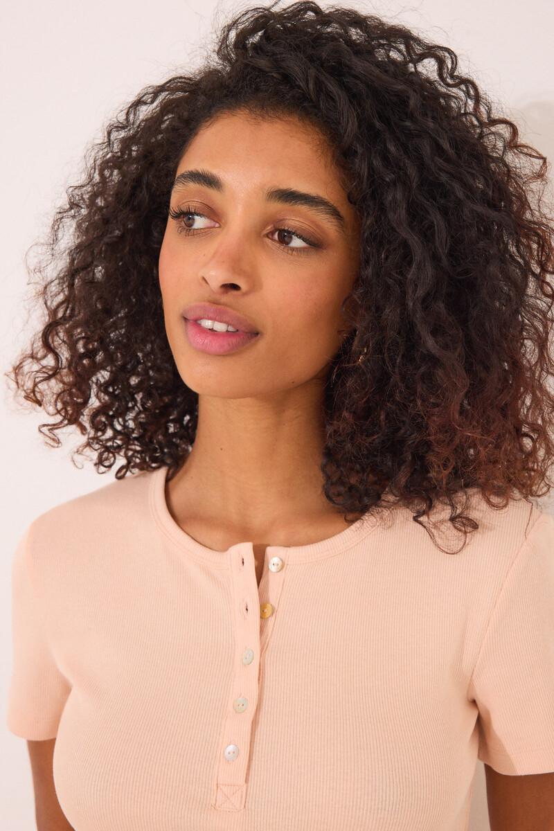 women'secret Camiseta manga corta canalé naranja Ofertas