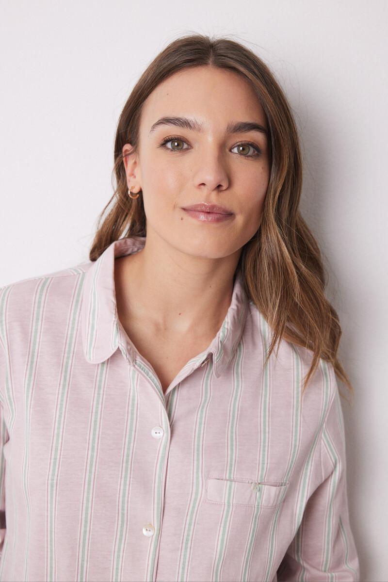 women'secret Pijama camisero largo 100% algodón rayas Venta caliente