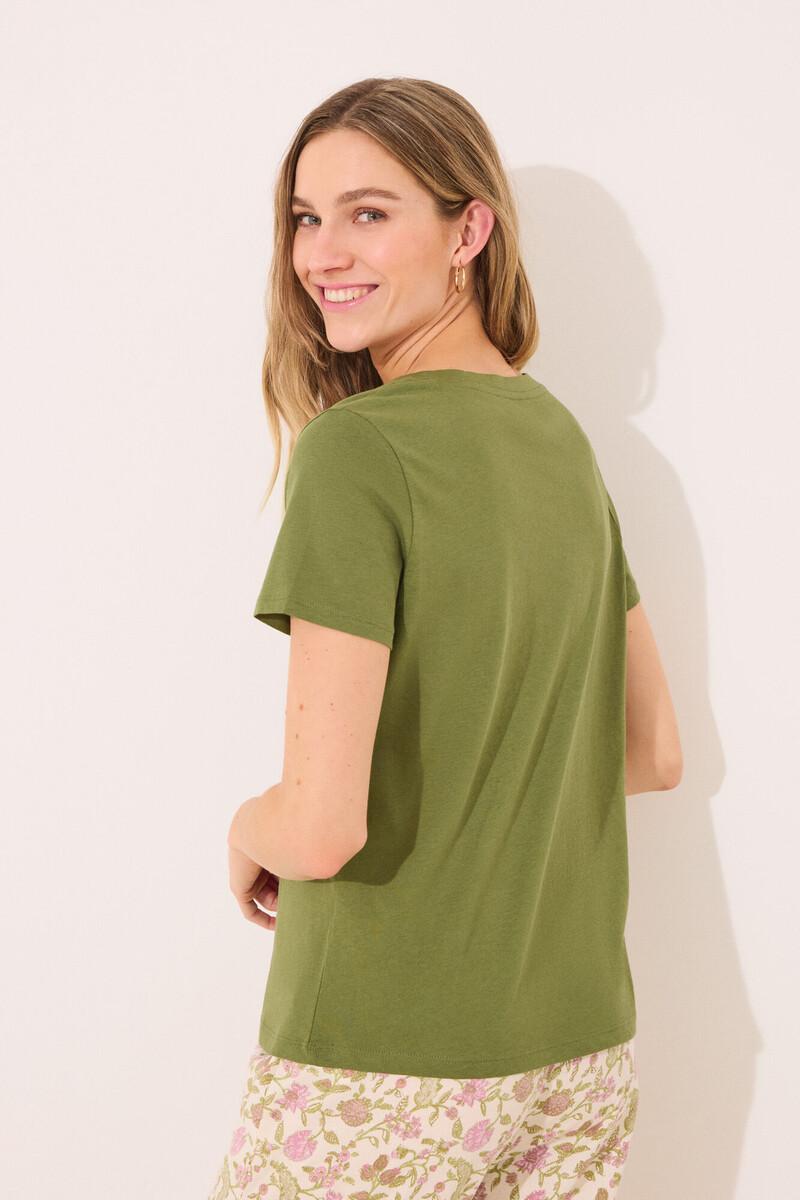 women'secret Camiseta lisa manga corta 100% algodón verde Descuento