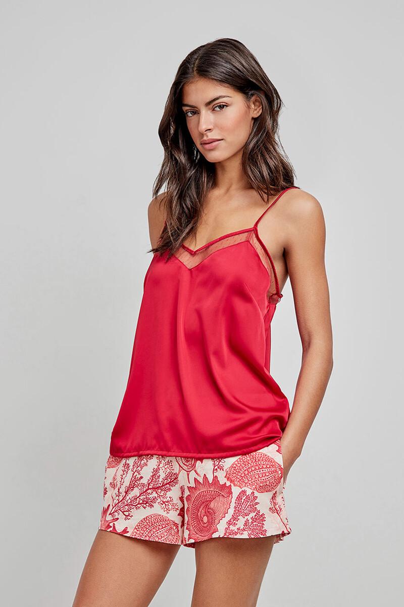 women'secret Camiseta pijama tirantes satinada roja Envío gratis