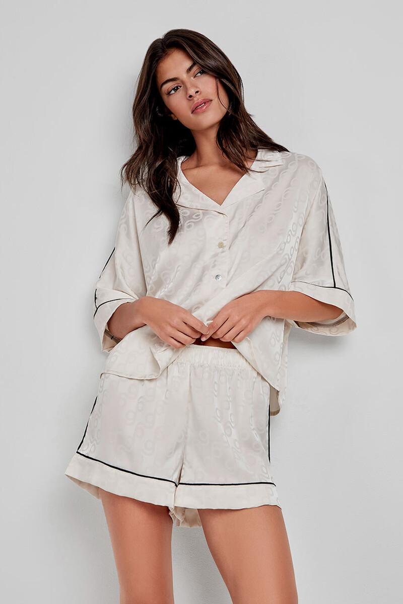 women'secret Pijama corto camisero beige Promoción por tiempo limitado