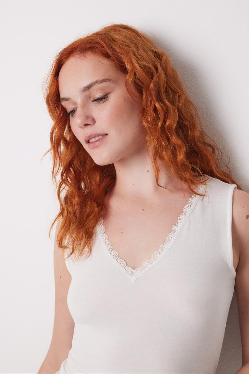 women'secret Camiseta punto súper suave blanco Superdescuento