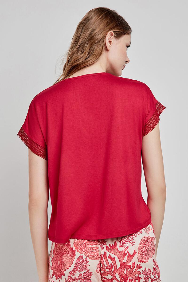 women'secret Camiseta pijama satinada granate Grandes descuentos